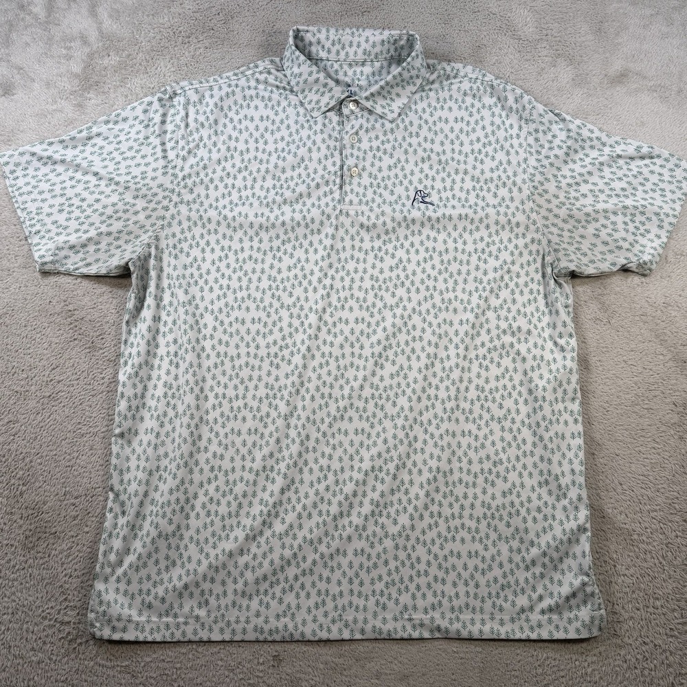 Rhoback Polo Shirt Men XL White Colorado Mile High Golf Performance Stretch Tree